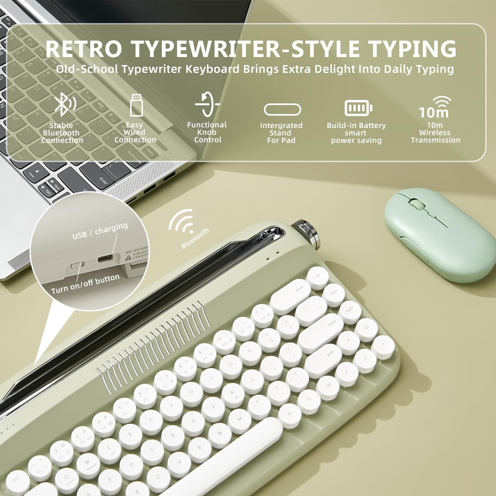Amazon.com: YUNZII Upgraded Wireless Typewriter Keyboard, Retro